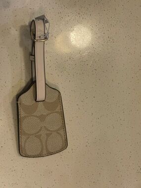 Coach Beige Signature Canvas Luggage Tag with Cream Strap